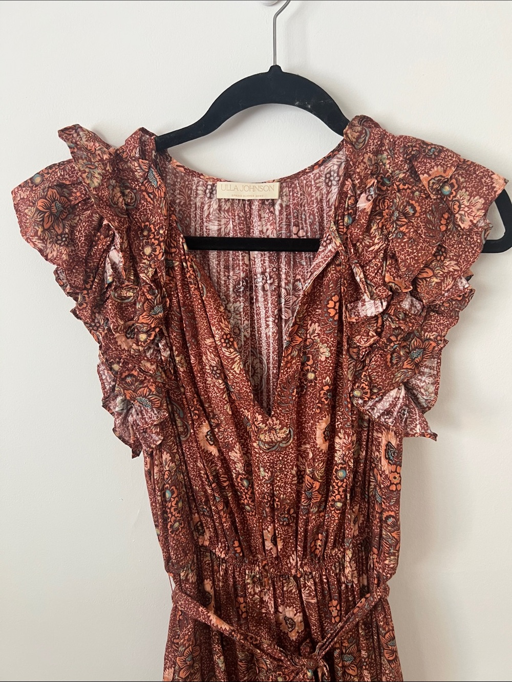 Ulla Johnson Rust Ruffle Midi Dress size 6 - Picture 4 of 5